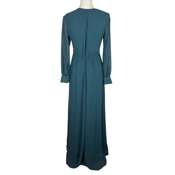 Baltic Born Lydia Maxi Dress Chiffon Green Bridesmaid Faux Wrap Size Small - Picture 4 of 8
